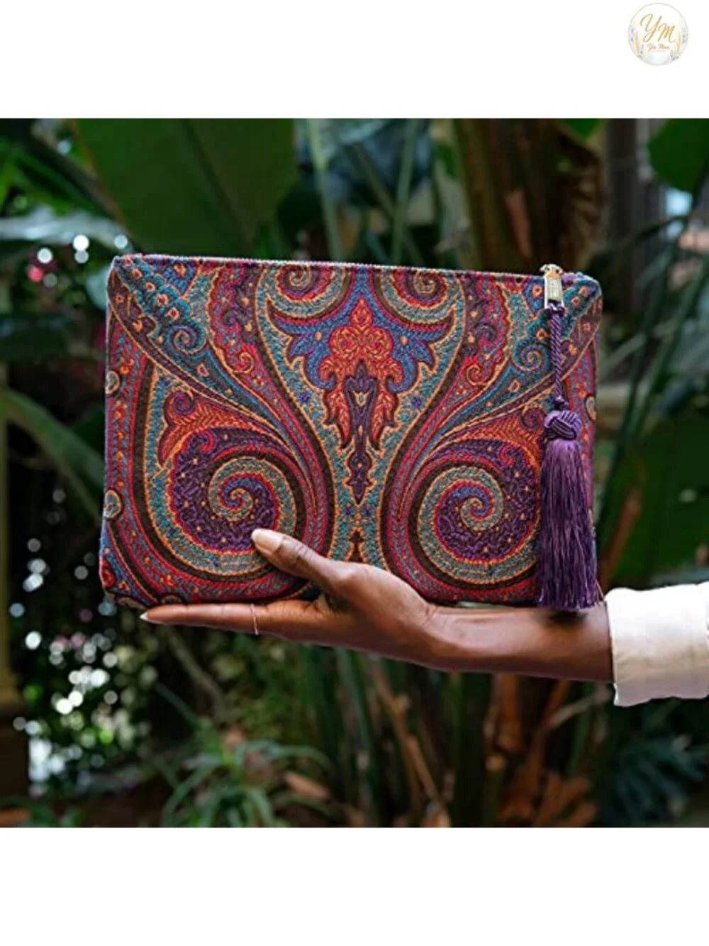 Bohemian Clutch Purse with Tassel, Ultra Slim, Zippered Wallet for Women